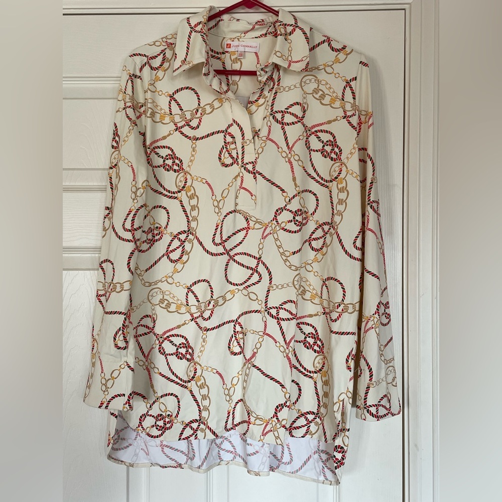 Jude Connally Rope and Chain Design Long Sleeve Top, Size Large